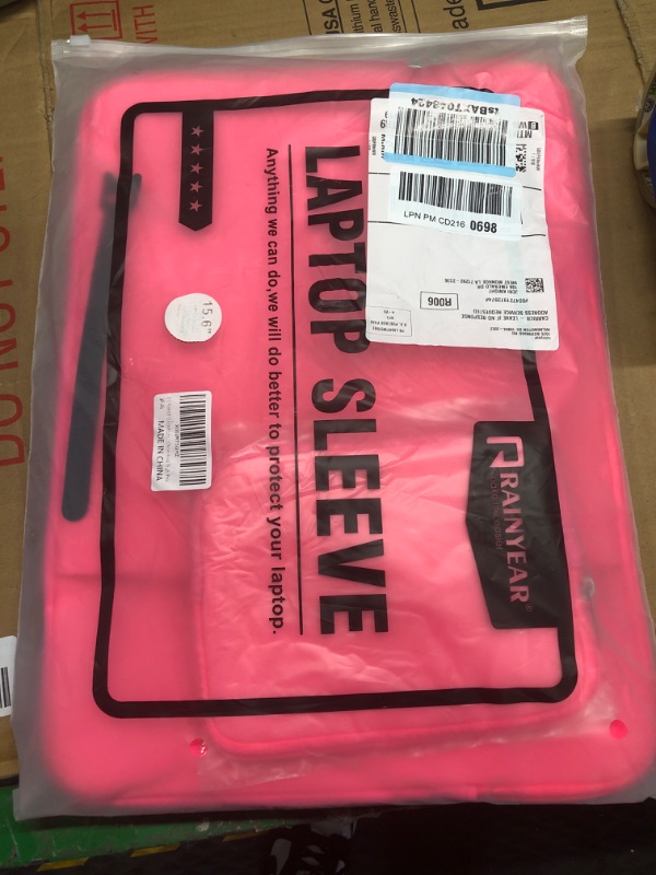 Photo 1 of RAINYEAR 15.6 Inch Laptop Sleeve Compatible with 15.6" Notebook Computer Chromebook Protective Case Soft Carrying Bag Zipper Cover with Front Pocket & Accessories Pouch(Bright Pink) 15.6" Bright Pink
