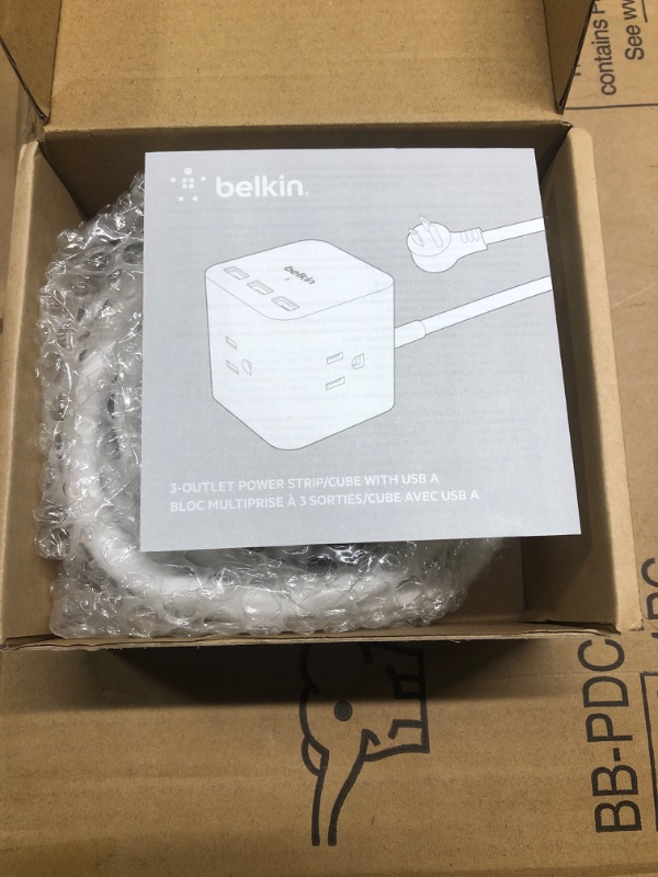 Photo 3 of Belkin 6-Outlet Power Cube w/ 3 AC Outlets, 3 USB-A Ports, & 5ft Sturdy Extension Cord - Convenient Compact Cube for Home, Office, Travel, Desktop, & Phone Charger - 4.5 Amps 1 pack Power Cube