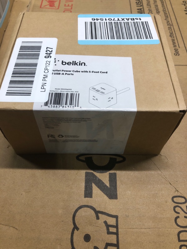 Photo 2 of Belkin 6-Outlet Power Cube w/ 3 AC Outlets, 3 USB-A Ports, & 5ft Sturdy Extension Cord - Convenient Compact Cube for Home, Office, Travel, Desktop, & Phone Charger - 4.5 Amps 1 pack Power Cube