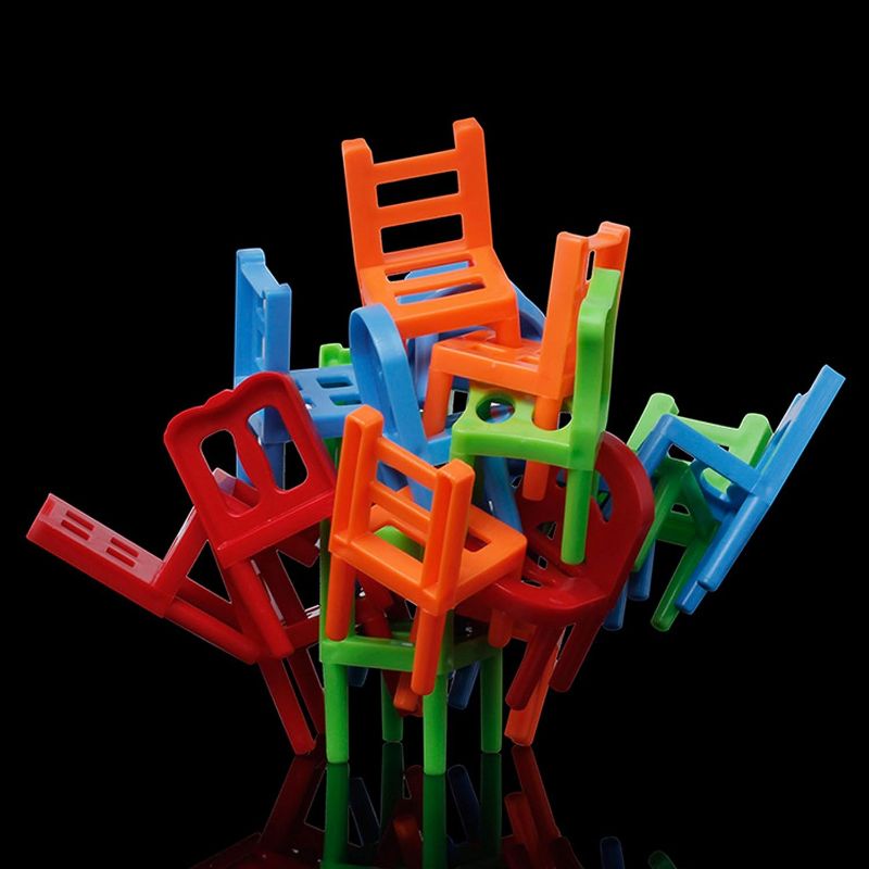 Photo 1 of Carykon Pack of 36 Children Stacking Chairs DIY Balance Chair Stool Parent-Child Gathering Puzzle Board Game Early Childhood Educational Color Chair Stacking Toys