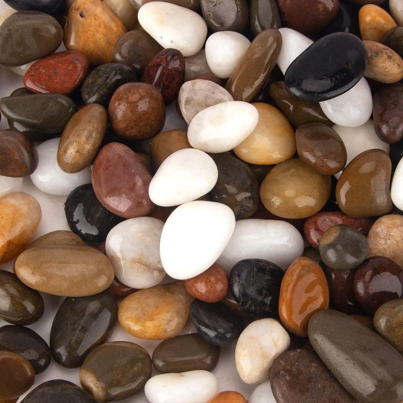 Photo 1 of [18 Pounds] Aquarium Gravel River Rock, Natural Polished Decorative Gravel,Garden Outdoor Ornamental River Pebbles Rocks, Polished Pebbles, Mixed Color Stones for Landscaping Vase Fillers (18.1)