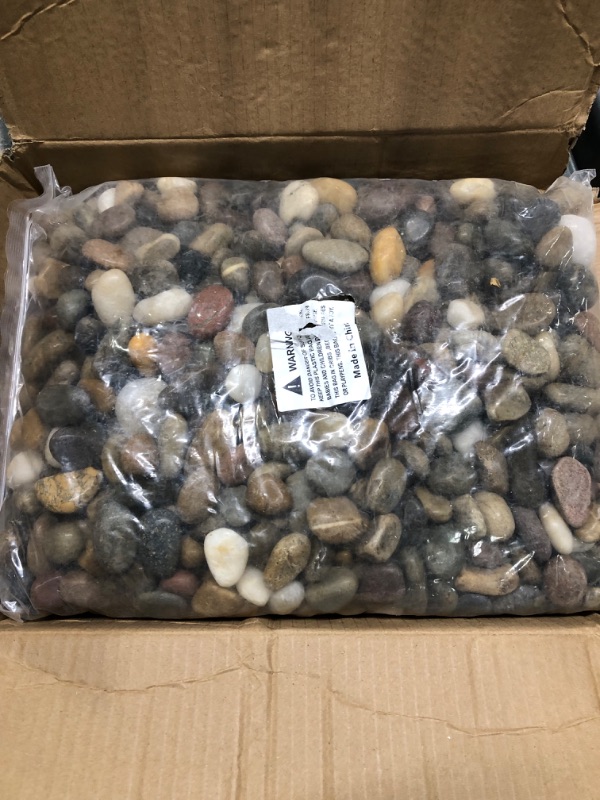 Photo 3 of [18 Pounds] Aquarium Gravel River Rock, Natural Polished Decorative Gravel,Garden Outdoor Ornamental River Pebbles Rocks, Polished Pebbles, Mixed Color Stones for Landscaping Vase Fillers (18.1)