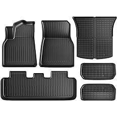 Photo 1 of Maysoo Tesla Model Y Floor Mats, Tesla Model Y 5-Seat 2020-2023 Accessories, All Weather Floor Mat Front Rear Cargo Liner Mat, Heavy Duty Floor Mats (Set of 6) Model Y floor mats (set of 6)