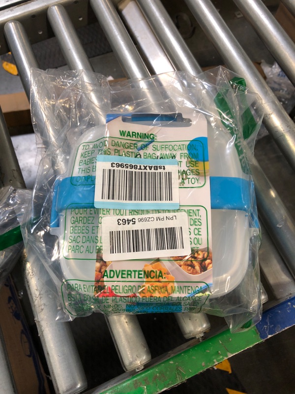 Photo 1 of Goodful Stackable Lunch Box Container, Bento Style Food Storage with Removeable Compartments for Sandwich, Snacks, Toppings & Dressing, Leak-Proof and Made without BPA, 56-Ounce, Blue Adult Size Blue