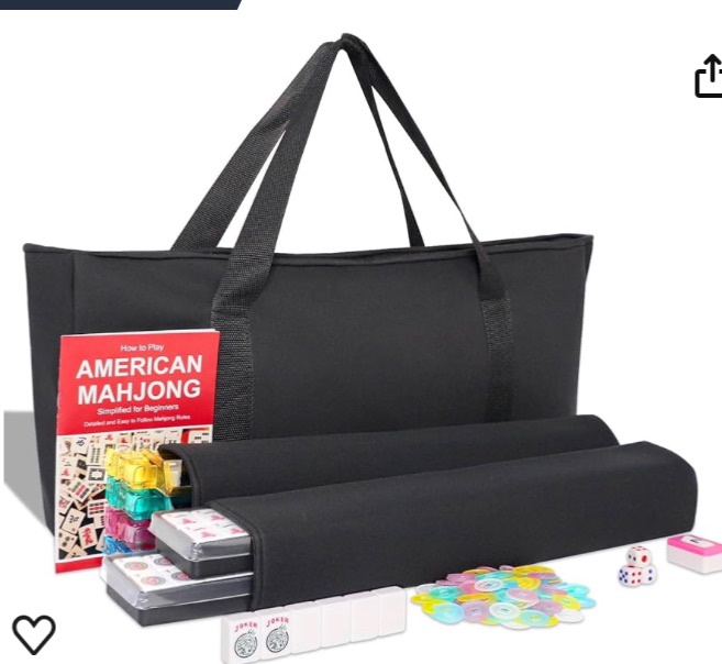 Photo 1 of American Mah Jongg Set,166 Premium White Mahjong Tiles with Black Soft Bag and Accessories,4 All-in-One Combo Rack/Pushers,Complete Western Mahjongg,Mah-Jongg,Ma Jong,Majiang Set