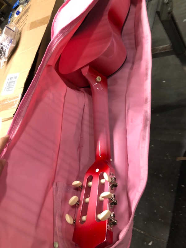 Photo 2 of 30" Wood Guitar with Case and Accessories for Kids/Girls/Boys/Beginners (Pink Gradient) Right Handed Pink Gradient