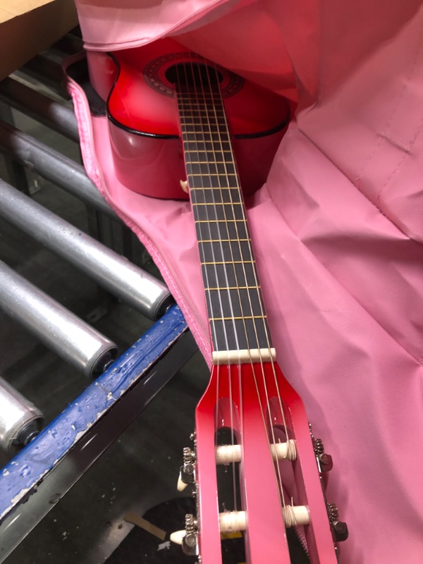 Photo 3 of 30" Wood Guitar with Case and Accessories for Kids/Girls/Boys/Beginners (Pink Gradient) Right Handed Pink Gradient