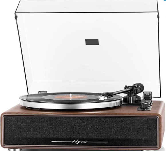 Photo 1 of 1 by ONE High Fidelity Belt Drive Turntable with Built-in Speakers, Vinyl Record Player with Magnetic Cartridge, Bluetooth Playback and Aux-in Functionality, Auto Off