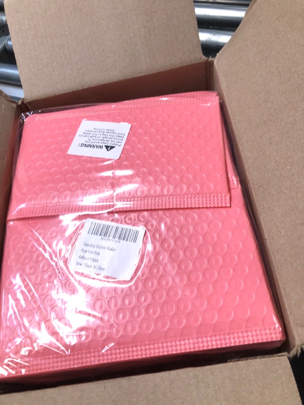 Photo 2 of Bubble Mailers 4x8 Inch 50 Pack, Hot Pink Padded Envelopes, Cushioning Bubble Envelopes, Waterproof Bubble Mailing Envelopes, Self Sealing Strong Adhesive Padded Mailers - Usable Size 4x7" Hot Pink 4x8 Inch 50 Pcs