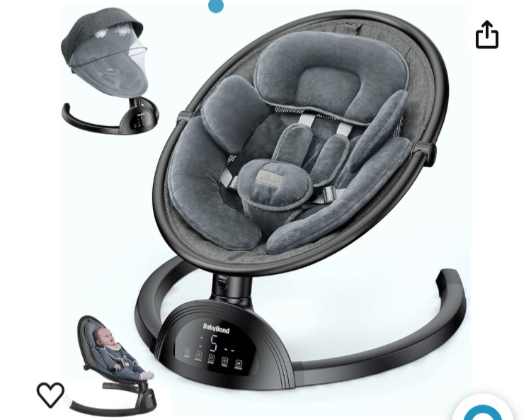 Photo 1 of BabyBond Baby Swings for Infants, Bluetooth Infant Swing with Music Speaker with 3 Seat Positions, 5 Point Harness Belt, 5 Speeds and Remote Control - Portable Baby Swing for Indoor and Outdoor