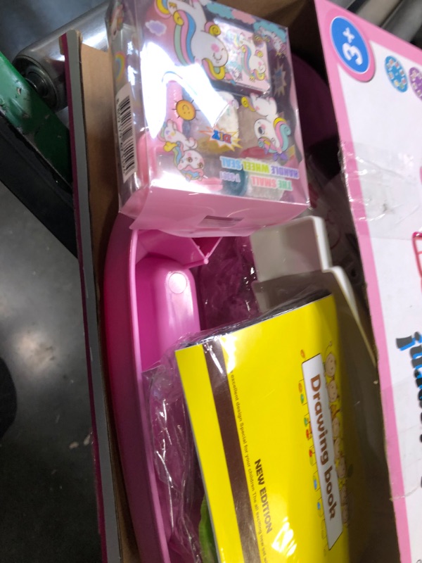 Photo 1 of Drawing Projector for Kids, Drawing Board with Music, Color Pens, Pencils, Crayons, Scrapbook, Sticker Book, Unicorn Stickers, Stamps, Ideal Toy for 3+ Year Old Girls & Boys (Unicorn Kit)