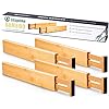 Photo 1 of  4 pcs Bamboo Kitchen Drawer Dividers Large, Adjustable Drawer Organizers, Spring Loaded, Works in Kitchen, Dresser, Bathroom, Bedroom, Drawer, Desk