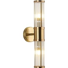 Photo 1 of Glass Wall Light Fixture Indoor Brass Bathroom Vanity Lights Beside Mirror Lighting Lamps Up and Down Wall Mounted Light E12 Socket
