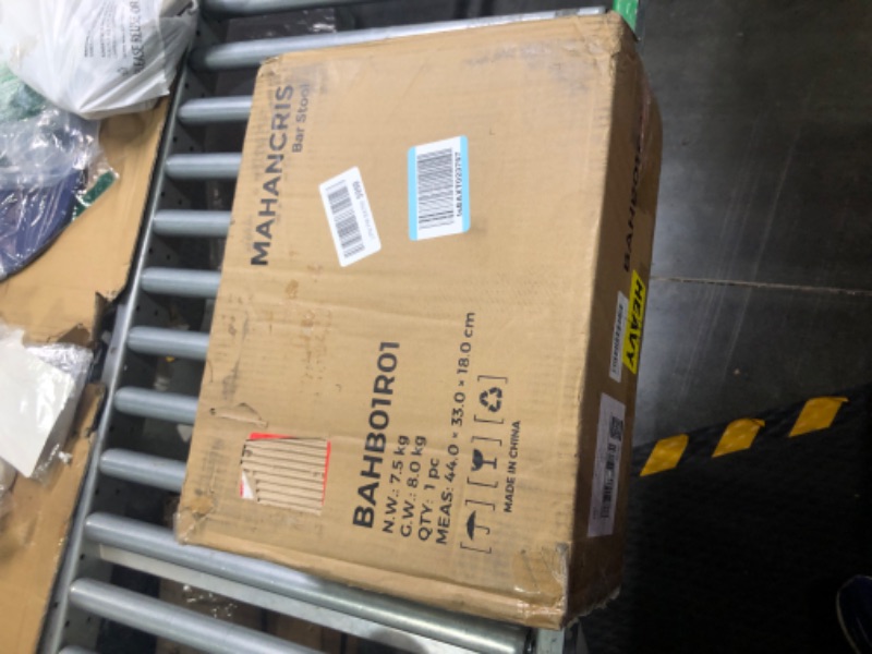 Photo 1 of MAHANCRIS Bar Stools, Set of 2 PU Upholstered Breakfast Stools, 2-Piece Bar Chairs, 26.8-Inch Height, Rectangular Industrial Bar Stools, for Dining Room, Kitchen, Counter Bar, Black BAHB01R01