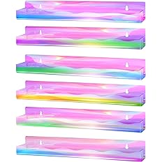 Photo 1 of 6 Packs Acrylic Nail Polish Organizer Wall Mounted Rack, 15Inch Iridescent Nail Polish Floating Display Shelves for Wall, Holds Alcohol and Tattoo Inks Essential Oils Paint Polish Perfume
