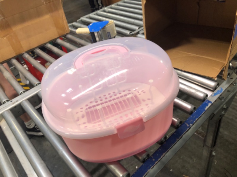 Photo 3 of **NEEDS CLEANED** **USED** Baby Bottle Drying Rack Storage Large Container with Cover Drainer (Pink)