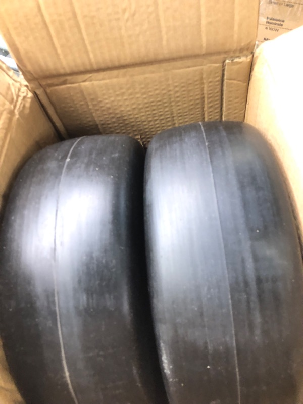 Photo 2 of 2 PCS 13x5.00-6 Flat Free Lawn Mower Tire on Wheel Smooth Tread Tire for Zero Turn Lawn Mowers Solid Lawnmower Front Tires for Garden Tractor, 3/4" & 5/8" Bushing, 3.25"-5.9" Centered Hub