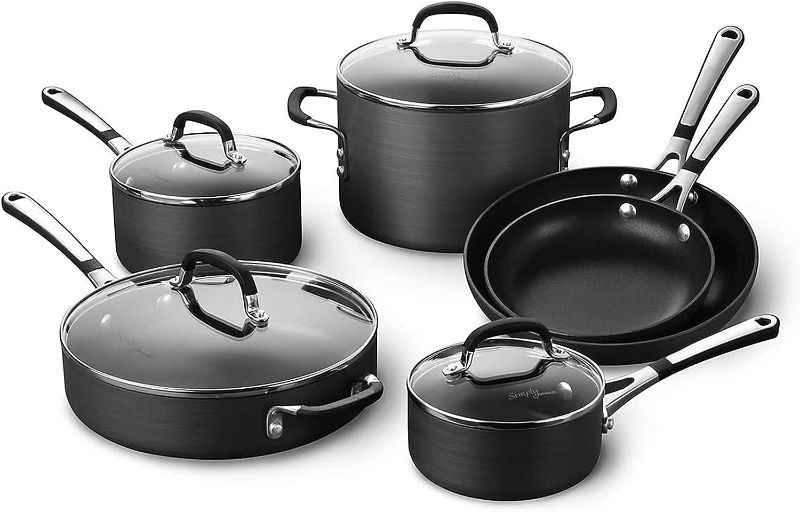 Photo 1 of *****MISSING PIECES//SOLD AS IS*****  Calphalon 10-Piece Pots and Pans Set, Nonstick Kitchen Cookware with Stay-Cool Stainless Steel Handles, Black
