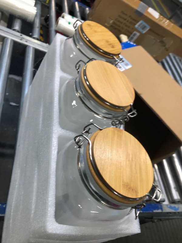 Photo 1 of [ Taller ] 92oz Glass Jars with Airtight Lid, Large Glass Food Storage Jars, 3 Pack Wide Mouth Airtight Glass Jars for Kitchen Pantry Spaghetti, Square Mason Jars with Labels
