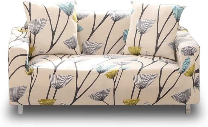 Photo 1 of ***DOES NOT INCLUDE PILLOWS*** 
Lamberia Printed Sofa Cover Stretch Couch Cover Sofa Slipcovers for Couches and Loveseats (Beige, Loveseat)
