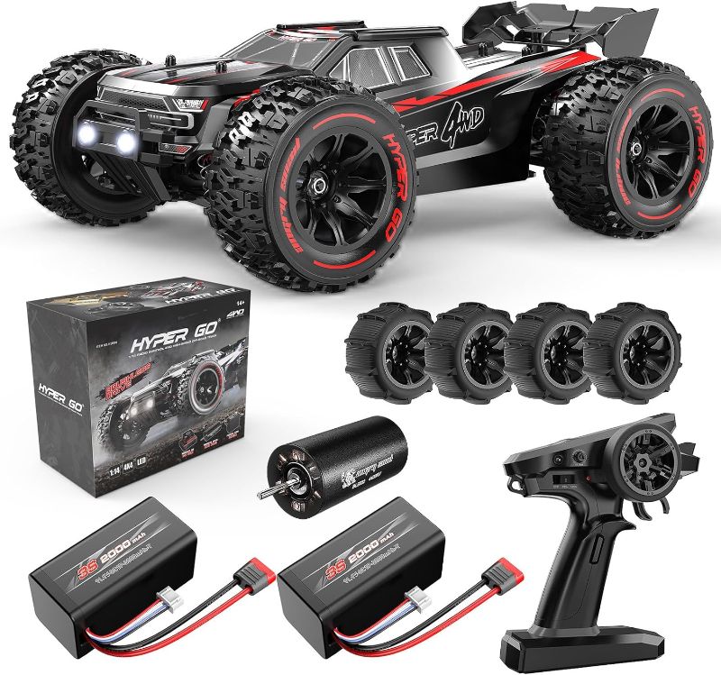 Photo 1 of **FOR PARTS**HYPER GO H14BM 1/14 Brushless RC Cars for Adults Fast 50 mph, RC Trucks 4wd Offroad Waterproof, Electric Powered High Speed RC Car, Scary Fast Extreme RC Truggy with 3S Battery for Snow Sand