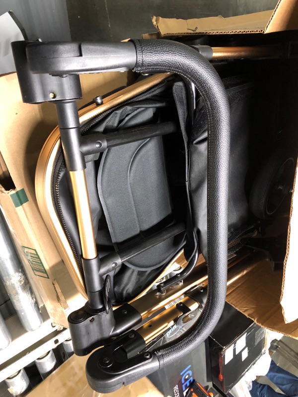 Photo 1 of Blahoo Baby Stroller for Toddler,Bassinet Stroller,Foldable Aluminum Alloy Pushchair with Adjustable Backrest,Adjustable Direction Gold Black