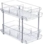 Photo 1 of 2 Tier Clear Bathroom Storage Organizer with Dividers, Pull Out Under Sink Organizers and Storage, Multi-Purpose Cabinet Organizers and Storage for Kitchen, Bathroom, Pantry, Office, Vanity, Medicine