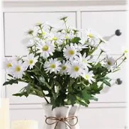 Photo 1 of Artificial Silk Daisy Flower Bouquet for Home Table Centerpieces Arrangement Decoration, White *** not exact photo**