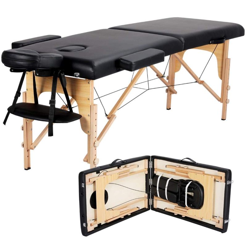 Photo 1 of **** NOT FUNCTIONALL***** SELLING AS PARTS*****Yaheetech Spa Bed Portable Lash Bed Massage Bed Foldable Spa Tables Adjustable 2 Fold with Non-woven Bag, Black