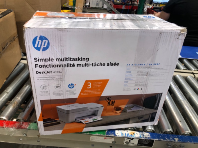 Photo 3 of HP DeskJet 4155e Wireless Color Inkjet Printer, Print, scan, copy, Easy setup, Mobile printing, Best-for home, Instant Ink with HP+,white