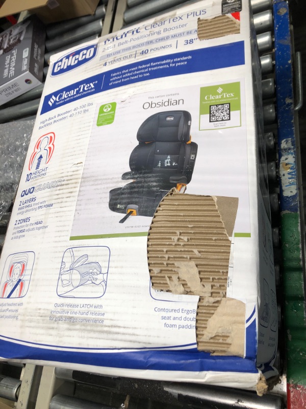 Photo 2 of Chicco KidFit ClearTex Plus 2-in-1 Belt-Positioning Booster Car Seat, Backless and High Back Booster Seat, for Children Aged 4 Years and up and 40-100 lbs. | Obsidian/Black KidFit Plus with ClearTex® No Chemicals Obsidian