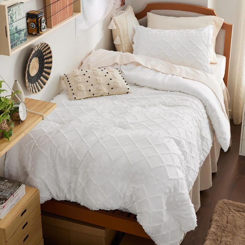 Photo 1 of  Comforter Set - White Boho Tufted Shabby Chic Bedding Comforter ***stock photo similar item***