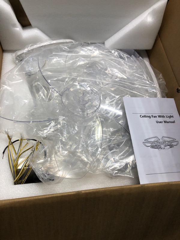 Photo 1 of XIEICS 34.8" Modern Ceiling Fan with Lights Remote Control - Flush Mount Dimmable LED Ceiling Fan Lights & 6 Speeds Bladeless Ceiling Fan with Lights, for Bedroom Living Room (34.8inch, White) White 34.8inch