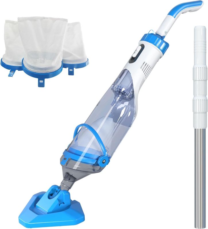 Photo 1 of  Pool Vacuum with Strong Suction, Handheld Rechargeable Swimming Pool Cleaner with Powerful Suction up to 17.5 GPM for Inground and Above Ground Pools, Hot Tubs