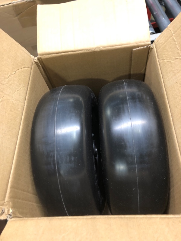 Photo 2 of 11x4.00-5” Flat Free Lawn Mower Tire and Wheel with 3/4" or 5/8" Bushings, 3.4"-4"-4.5"-5" Centered Hub, Smooth Tread Tire for Zero Turn Mowers, 2 Pcs