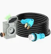 Photo 1 of 50 Amp 15Feet Generator Cord and Power Inlet Box Combo Kit NEMA 14-50P Male to SS2-50R STW 6/3+8/1 AWG 125/250V Twist Locking with Inlet Box for Generator to House