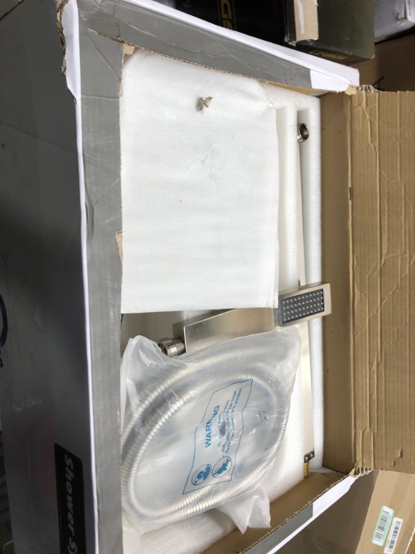 Photo 1 of **** missing shower head****12 Inch Wall Mounted Shower Faucet Set Rainfall Shower System with High Pressure Handheld Shower Head and Square Fixed Shower Head For Bathroom Rough-in Valve Body and Trim Included Brushed Nickel
