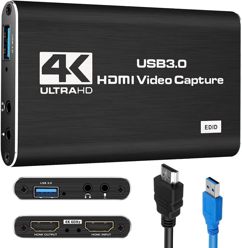 Photo 1 of Capture Card, 4K HDMI Audio Video Capture Card, USB 3.0 Capture Adapter 1080P 60FPS Video Recorder Device for Game Recording, Works for Nintendo Switch, Streaming Live,Support X-Box/OBS/Camera/PC