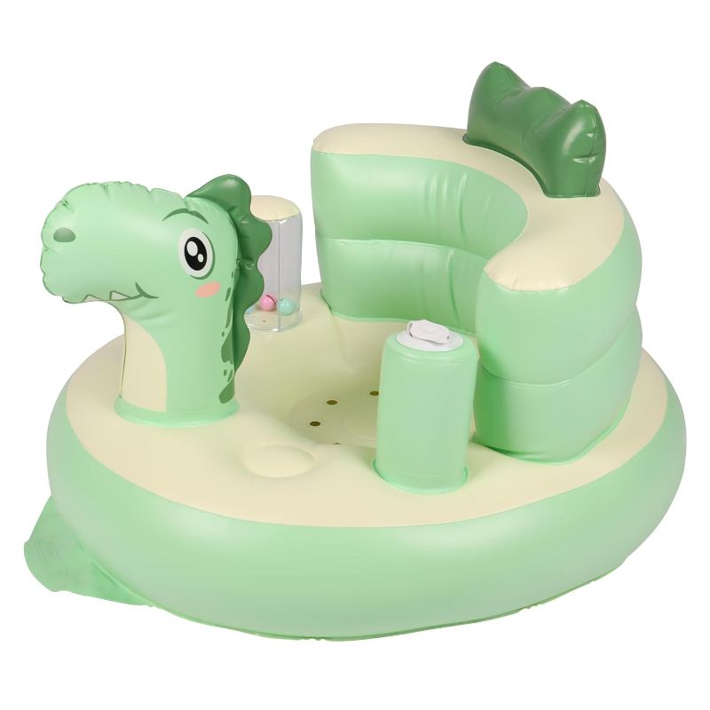 Photo 1 of Baby Seat Inflatable Infant Floor Seat Toddler Chair Support Sitting Up Built in Air Pump with Tinkling Bells for 5-36 Months Home and Travel (Green)