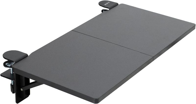 Photo 1 of BONTEC Ergonomics Desk Extender Tray, 9.5"x9.1" Table Mount Arm Wrist Rest Shelf, 90° Foldable Elbow Arm Support, Clamp on Computer Arm Rest for Desk, Suitable for Office Desks
