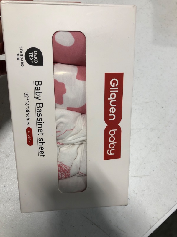 Photo 1 of Gllquen Baby Bassinet Sheets 4 Pack, Breathable Cozy Fitted Mattress Sheet, Elastic Travel Crib Fashionable Floral Pattern, Standard Cradle Safe Sheets for Baby Boy Girls 32"X16"(Love)