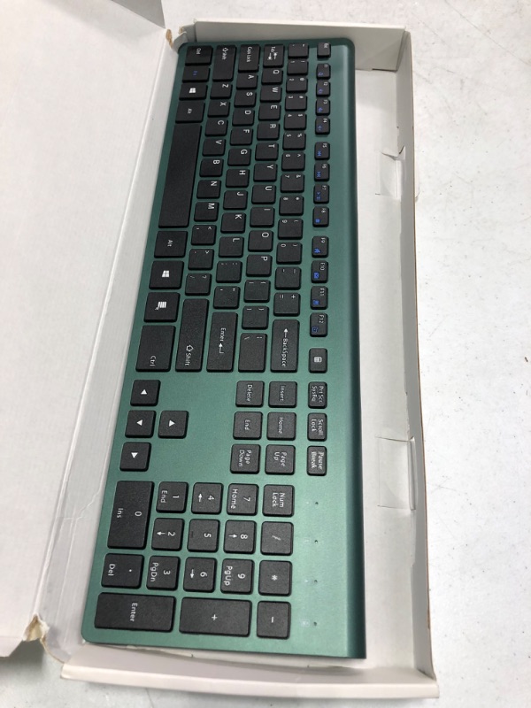 Photo 2 of J JOYACCESS 2.4G Wireless Keyboard, Full Size Keyboard with Numeric Keypad, Rechargeable Ultra Slim Computer Keyboard for Laptop/Desktop/PC/Surface/Smart TV - Peacock Green