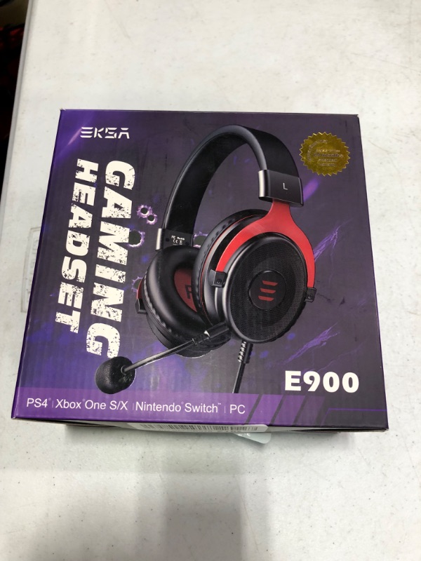 Photo 3 of EKSA E900 Gaming Headset with Microphone - PC Headset with Detachable Noise Canceling Mic, 3D Surround Sound, Wired Headphone for PS4, PS5, Xbox, Computer, Laptop, Switch, Handheld (3.5MM Jack) E900 Red