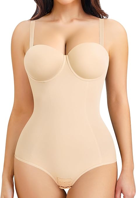 Photo 1 of BRABIC Shapewear Bodysuit Tummy Control Body Shaper for Women Seamless Backless V-Neck Camisoles with Built-in Bra 