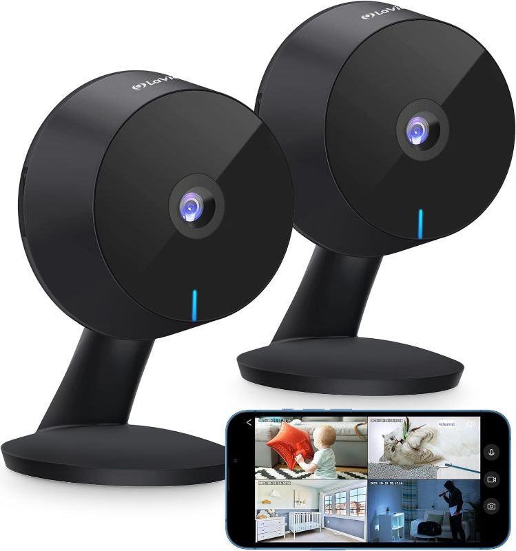 Photo 1 of 4MP Cameras for Home Security Indoor,Home Security Cameras for Baby/Elder/Pet/Nanny,Baby Cam Starlight Sensor Color Night Vision,US Cloud Service,Works with Alexa,iOS & Android & Web Access
