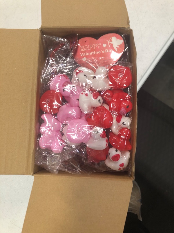 Photo 2 of AMENON [Filled Heart Box] 24 Pack Valentines Rubber Ducks Valentines Gifts for Kids Toddlers Bath Squeeze Toys with Valentines Cards Valentine's Day Classroom School Exchange Gifts Prizes Party Favor