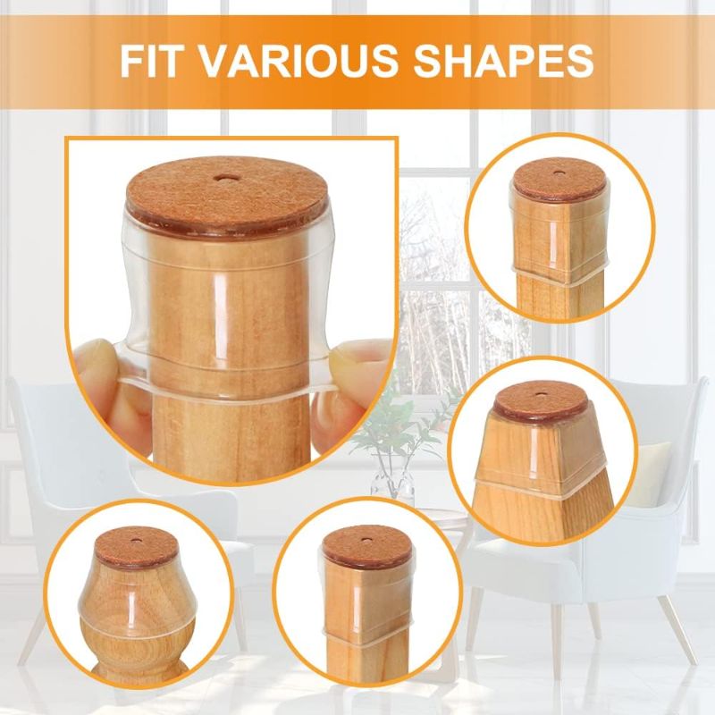 Photo 1 of 24 Pcs Chair Leg Floor Protectors for Hardwood Floors Silicone Covers to Protect Wood Tile Floors Scratches Felt Pads Furniture Leg Caps No Noise (Small-Clear)
