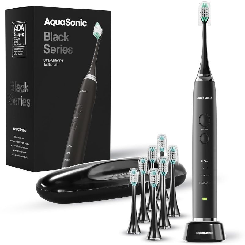 Photo 1 of 
Aquasonic Black Series Ultra Whitening Toothbrush – ADA Accepted Power Toothbrush - 8 Brush Heads & Travel Case – 40,000 VPM Electric Motor &...