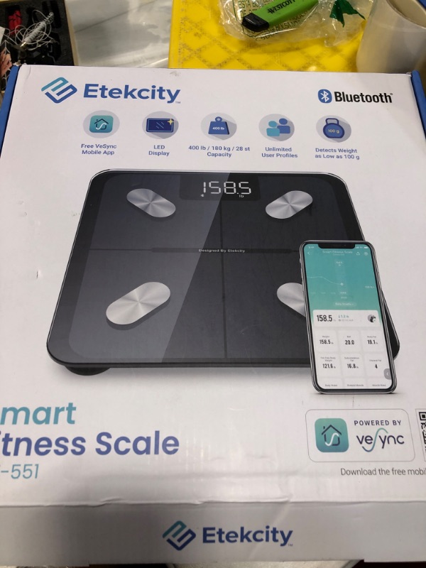 Photo 3 of Etekcity Smart Scale for Body Weight, Digital Bathroom Weighing Machine Fat Percentage BMI Muscle, Accurate Composition Analyzer People, Bluetooth Electronic Measurement