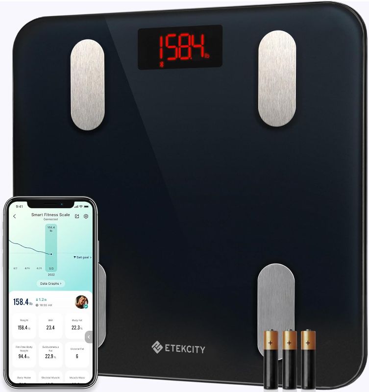 Photo 1 of Etekcity Smart Scale for Body Weight, Digital Bathroom Weighing Machine Fat Percentage BMI Muscle, Accurate Composition Analyzer People, Bluetooth Electronic Measurement